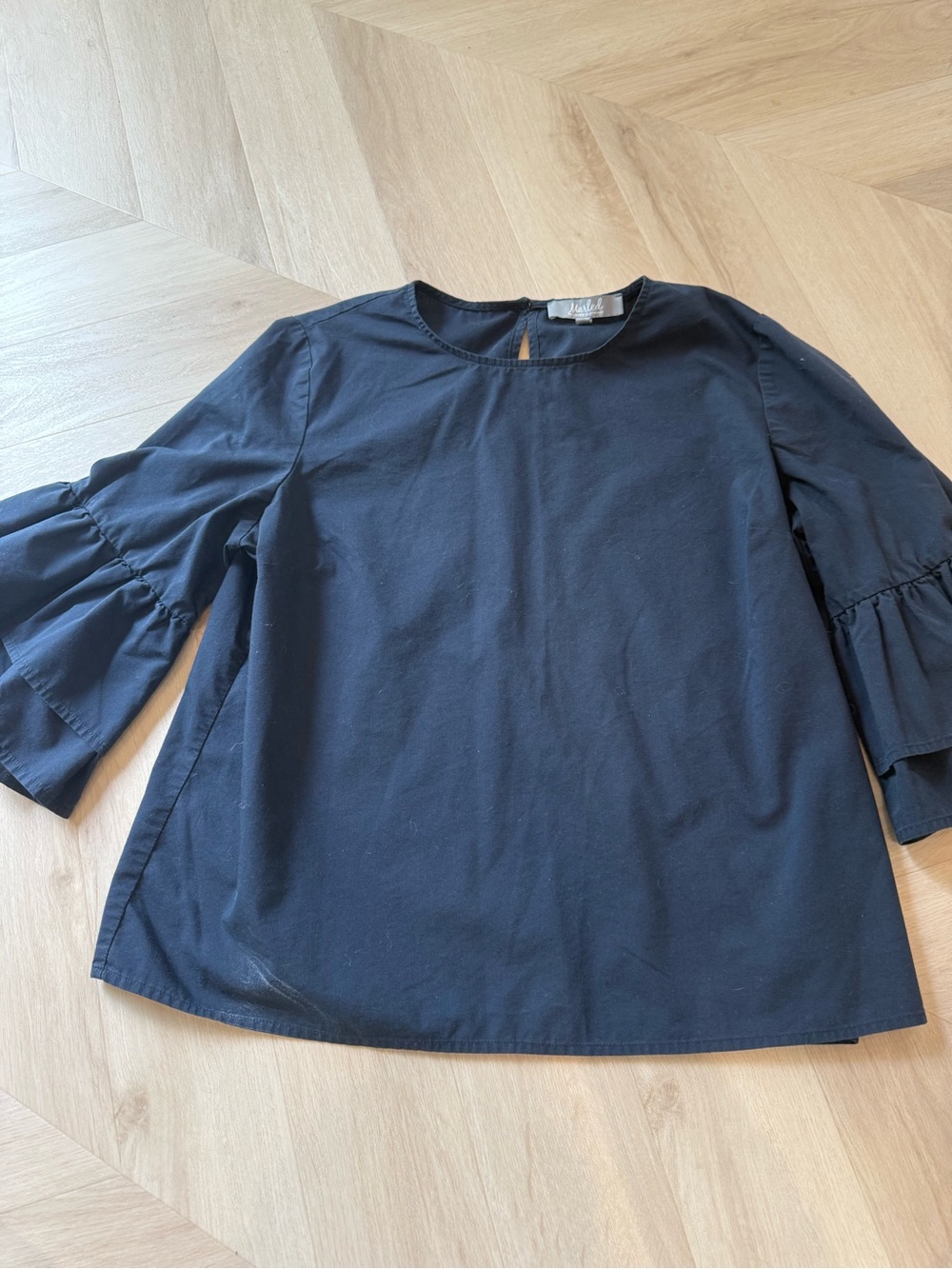Blue Ruffle Sleeve Women's Top